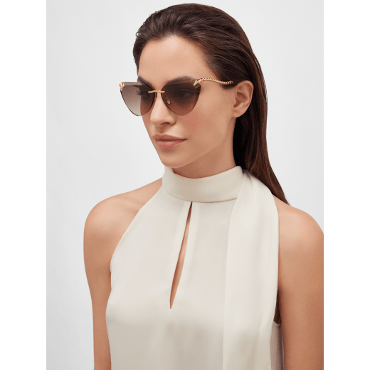 Serpenti Viper cat-eye rimless sunglasses with metal temples 904311 image 1