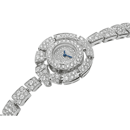 Serpenti Incantati watch in 18 kt white gold case and bracelet, both set with brilliant cut diamonds, and snow-pavé diamond dial. 102535 image 2
