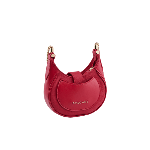 Serpenti Ellipse micro crossbody bag in soft drummed and smooth flamingo quartz pink calf leather with flamingo quartz pink gros grain lining. Captivating snakehead closure in gold-plated brass embellished with red enamel eyes. Online exclusive colour. SEA-MICROHOBOb image 3