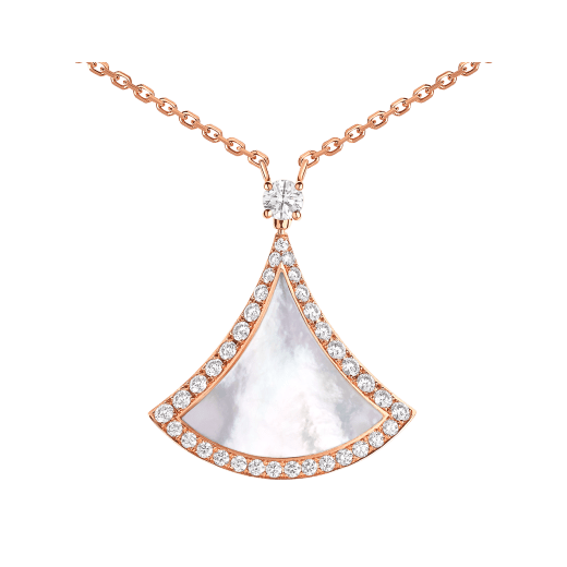 DIVAS' DREAM pendant necklace in 18 kt rose gold set with a mother-of-pearl insert and pavé diamonds 358671 image 3