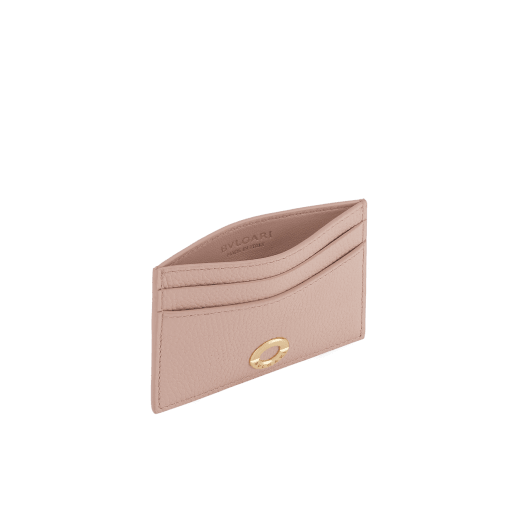 Bvlgari Roma card holder in star rose pink soft drummed calf leather with crystal rose nappa leather lining. Iconic gold-plated brass embellishment engraved with the Bvlgari logo. BVR-CC-HOLDER image 2