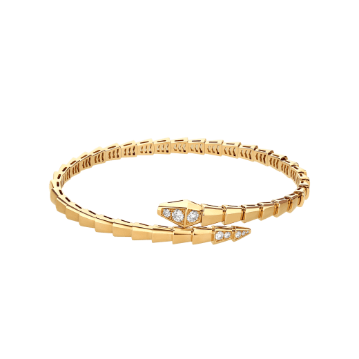 Serpenti Viper Armreif aus 18 Karat Gelbgold, halb ausgefasst mit Diamant-Pavé BR858972 image 2