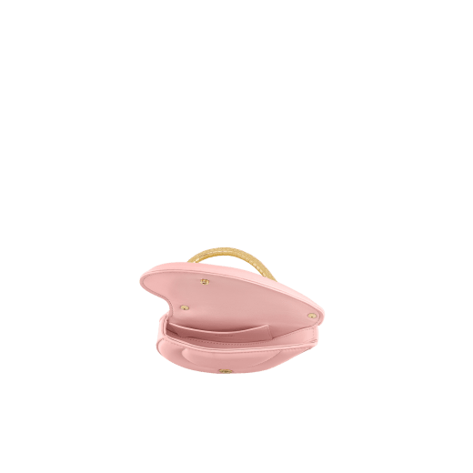 Serpenti Cuoricino mini top handle bag in royal ruby calf leather with royal ruby nappa leather lining. Captivating snake body-shaped top handle in gold-plated brass embellished with engraved scales; press-button closure. SRN-Cuoricino-1366XS image 3