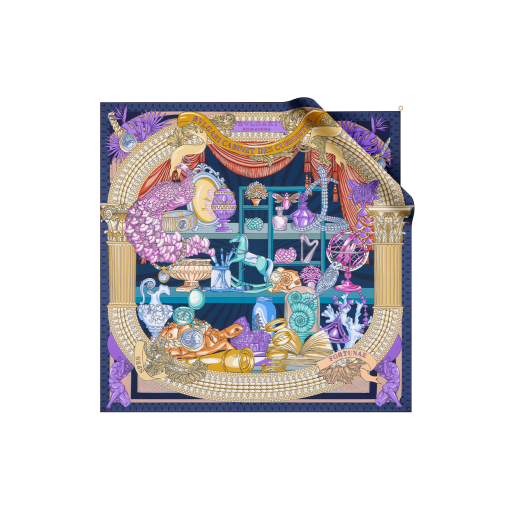 Bvlgari Curiosity scarf in fine gold silk with a BVLGARI BVLGARI metal pendant. Made of 100% silk. BULGARICURIOSITYSQ image 1