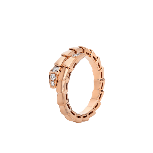 Serpenti Viper 18 kt rose gold single-spiral ring set with demi pavé diamonds AN859914 image 1