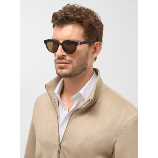 Bvlgari Aluminium round acetate and rubberised sunglasses with aluminium hinge BV40042I image 1