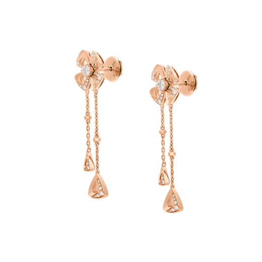 Fiorever 18 kt rose gold pendant Earring set with two round brilliant-cut diamonds (0.21 ct) and pavé diamonds (0.17 ct) 357143 image 4