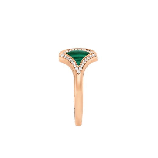 DIVAS' DREAM ring in 18 kt rose gold set with malachite elements and pavé diamonds. AN859679 image 3