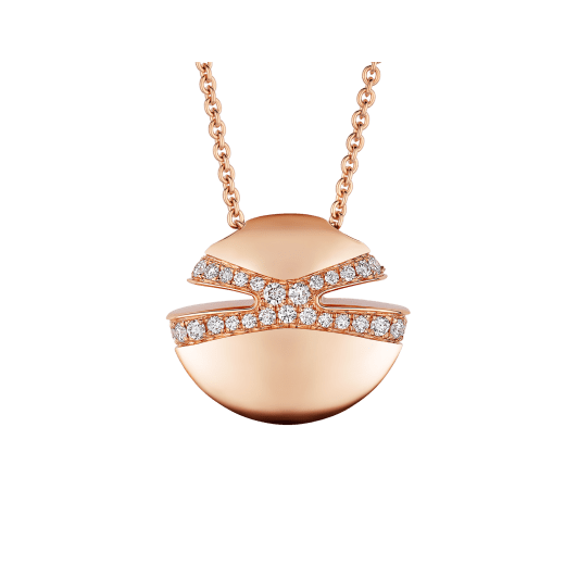 Bvlgari Cabochon 18 kt rose gold necklace set with demi pavé diamonds 361447 image 1