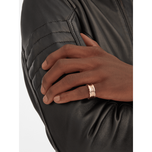 B.zero1 three-band ring in 18 kt rose gold. B-zero1-3-bands-AN852405 image 2
