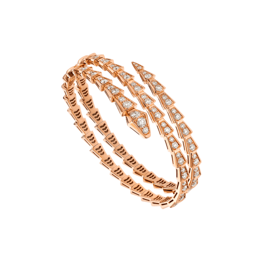 Doppelt geschlungener Serpenti Viper Armreif aus 18 Karat Roségold mit Diamant-Pavé BR858796 image 1