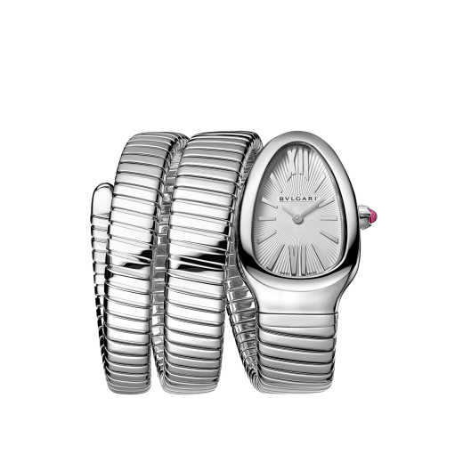 Montre Serpenti Tubogas avec boîtier et bracelet double spirale en acier inoxydable, cadran en opaline argentée. 101911 image 1