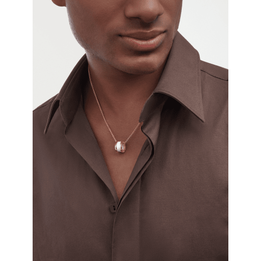 B.zero1 necklace with 18 kt rose gold chain and with 18 kt rose gold and white ceramic pendant. 346082 image 2
