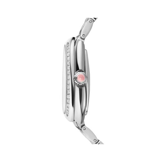 Serpenti Seduttori automatic watch in stainless steel with diamond-set bezel and white opaline dial. Water-resistant up to 30 metres 104060 image 3