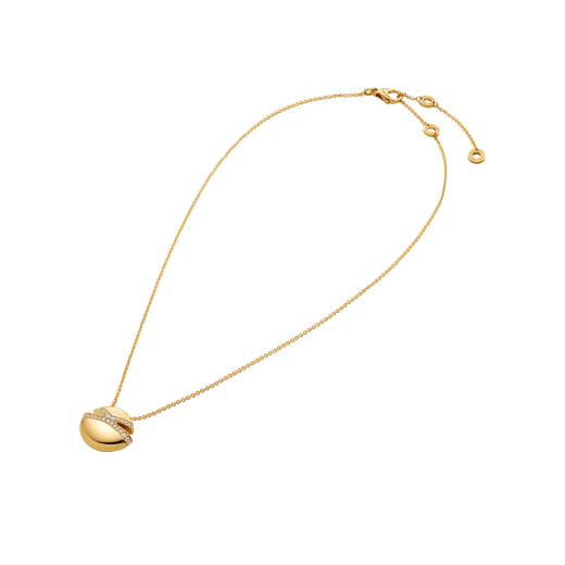 Bvlgari Cabochon 18 kt yellow gold necklace set with demi pavé diamonds 361472 image 2