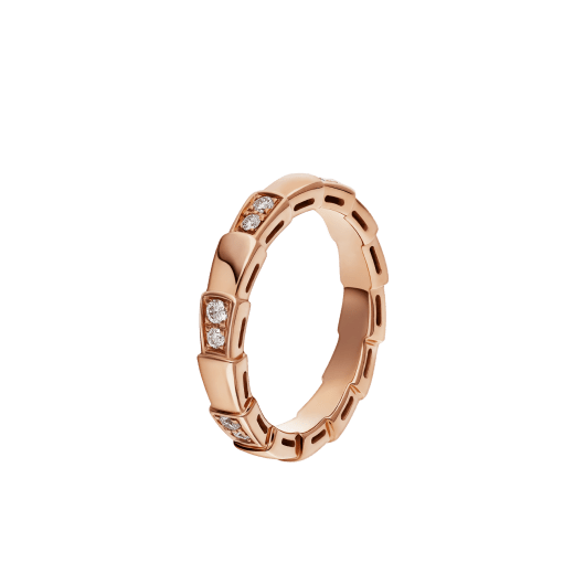 Serpenti Viper band Ring in 18 kt rose gold with half band in pavé diamonds AN857896 image 1