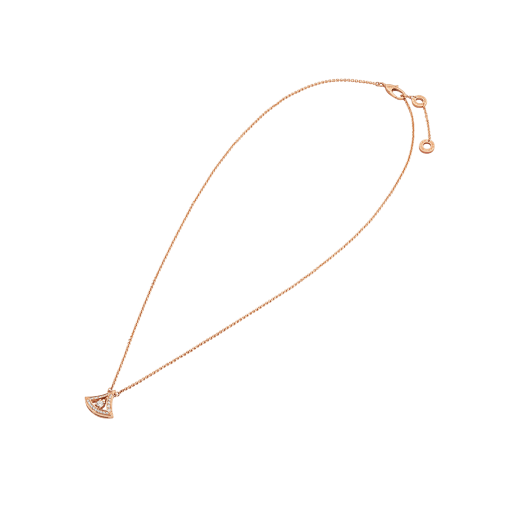DIVAS' DREAM 18 kt rose gold openwork necklace with 18 kt rose gold pendant set with a central diamond and pavé diamonds. 354363 image 2