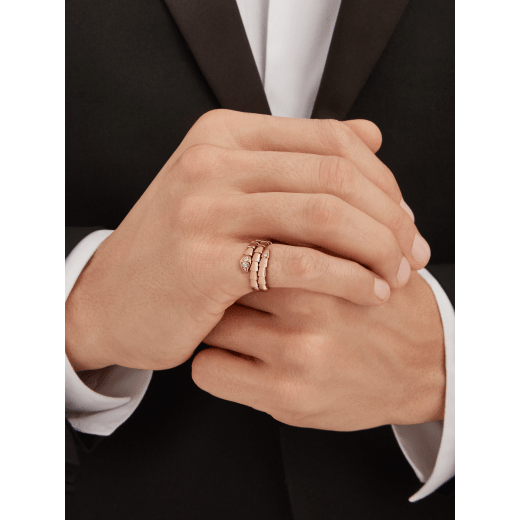 خاتم "سيربنتي فايبر" ثنائي اللفات من الذهب الوردي عيار 18 قيراطاً، مرصع بالألماس نصف مرصوف AN858824 image 4