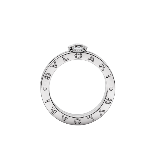 B.zero1 one-band ring in 18 kt white gold set with pavé diamonds on the spiral and with one round brilliant cut diamond. Available in 0.30 ct. 336076 image 2