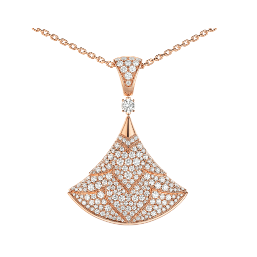 Divas' Dream 18 kt rose necklace set with a brilliant-cut diamond and pavé diamonds 361989 image 3