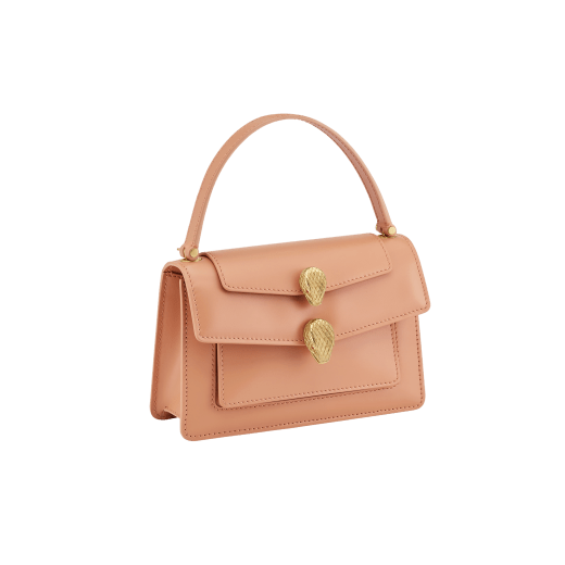"Alexander Wang x Bvlgari" belt bag in smooth Caramel Topaz beige calf leather. New double Serpenti head closure in antique gold-plated brass with alluring red enamel eyes. 291171 image 2