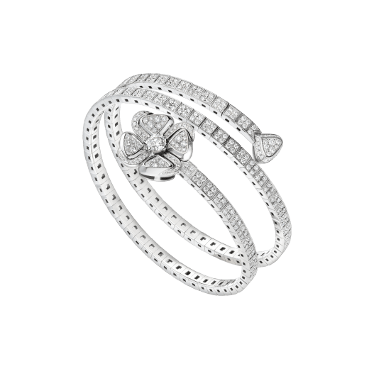 Fiorever 18 kt white gold bracelet set with a central diamond and pavé diamonds. BR858205 image 1