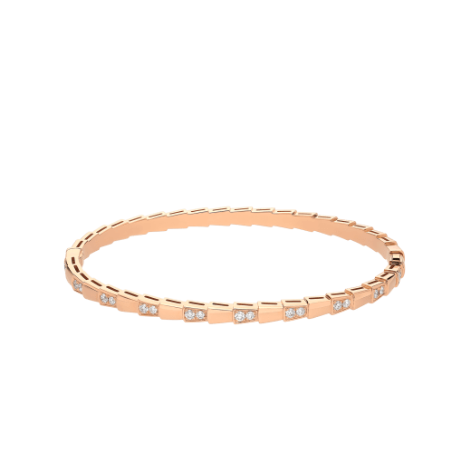 Serpenti Viper Armband aus 18 Karat Roségold, halb ausgefasst mit Diamant-Pavé. (Höhe 4 mm) BR859369 image 2