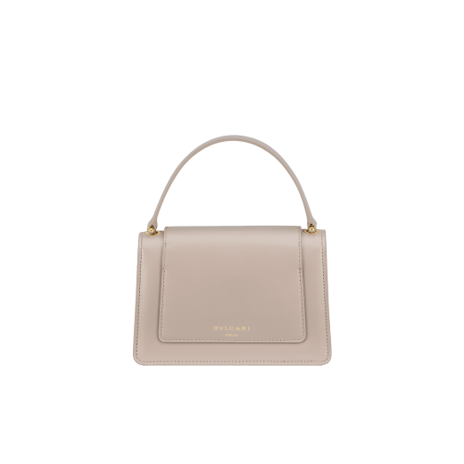 Alexander Wang x Bulgari small belt bag in moonbeam pearl light grey calf leather with black nappa leather lining. Captivating double Serpenti head magnetic closure in antique gold-plated brass embellished with red enamel eyes. 292315 image 3