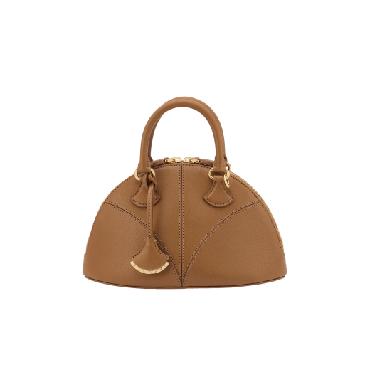 Marquise small top handle bag in black goat leather with black nappa leather lining and zipped closure. Detachable signature black goat leather charm with mirror. DAS-001-1325S image 1