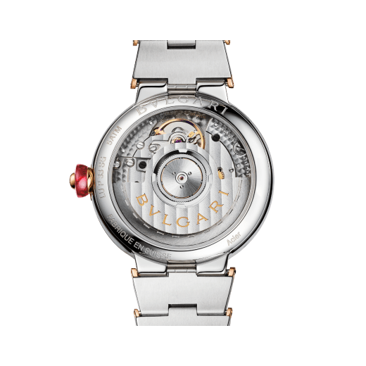 LVCEA watch with stainless steel case, 18 kt rose gold bezel set with diamonds, grey lacquered dial, diamond indexes, stainless steel and 18 kt rose gold bracelet 103029 image 4