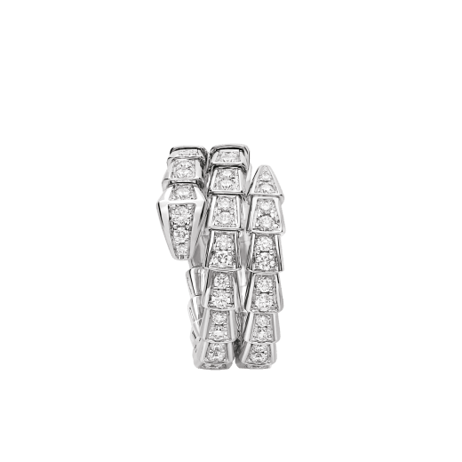 Serpenti Viper two-coil 18 kt white gold ring set with pavé diamonds AN858793 image 2