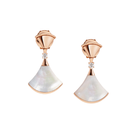 Rose gold DIVAS' DREAM Earrings White with 0.07 ct Diamonds,Mother