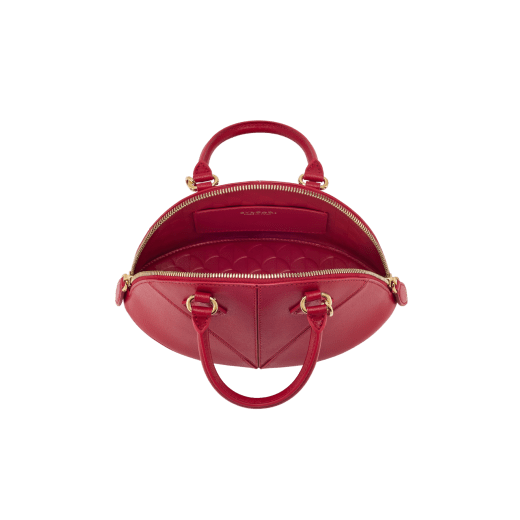Marquise small top handle bag in black goat leather with black nappa leather lining and zipped closure. Detachable signature black goat leather charm with mirror. DAS-001-1325S image 4
