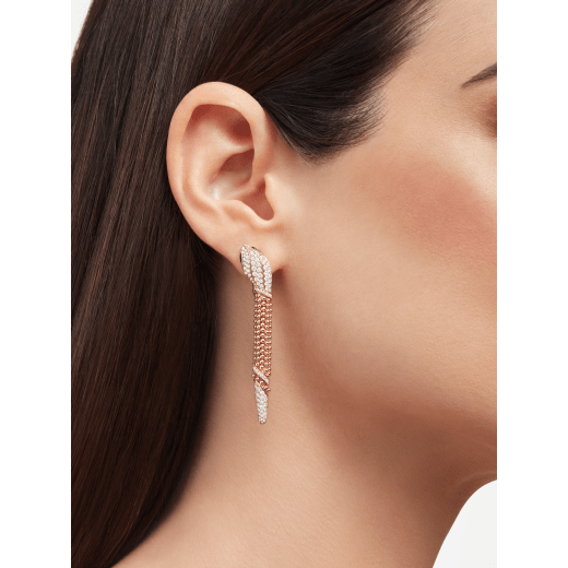Serpenti 18 kt rose gold earrings set with pavé diamonds on the head and tail, and black onyx eyes 359387 image 6