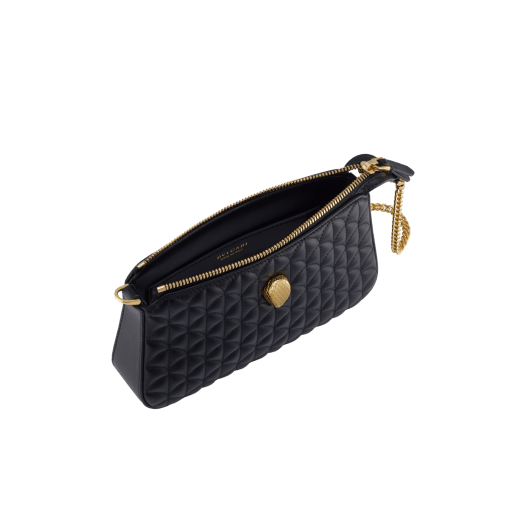 Serpenti Sugarloaf chain clutch in royal ruby Calla Matelassé calf leather with a quilted pattern, royal ruby nappa leather lining and a zipped closure. Captivating snakehead rivet in gold-plated brass finished with red enamel eyes. SSL-CHAINCLUTCH image 2