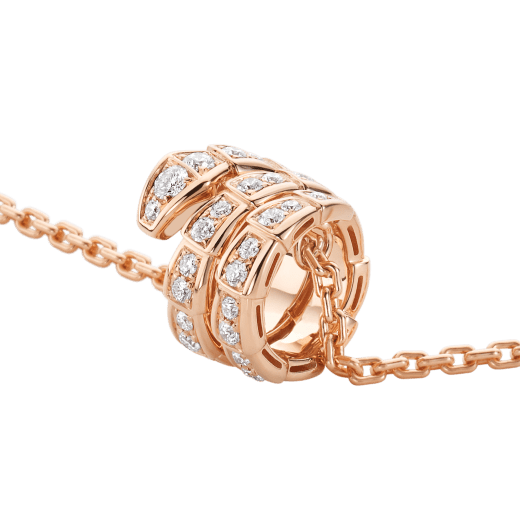 Serpenti Viper pendant necklace in 18 kt rose gold set with pavé diamonds 357795 image 3