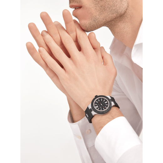Bvlgari Aluminium watch with mechanical manufacture movement, automatic winding, 40 mm aluminium and titanium case, black rubber bezel with BVLGARI BVLGARI engraving, black dial and black rubber bracelet. Water resistant up to 100 metres 103445 image 5