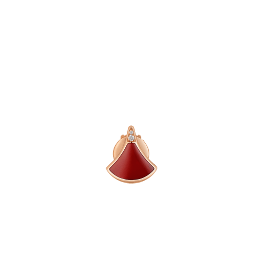 Divas' Dream 18 kt rose gold fan-shaped single stud earring set with carnelian and pavé diamonds 361993 image 1