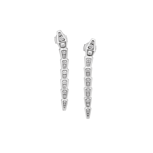 Serpenti Viper 18 kt white gold pendant earrings set with pavé diamonds 361552 image 1