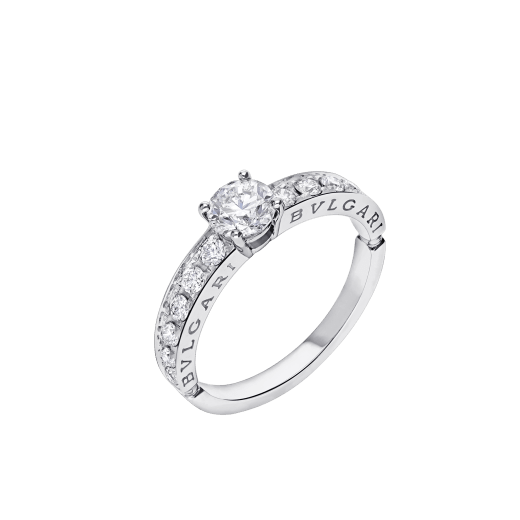 Dedicata a Venezia: 1503 platinum ring set with a round brilliant cut diamond and pavé diamonds 343211 image 2