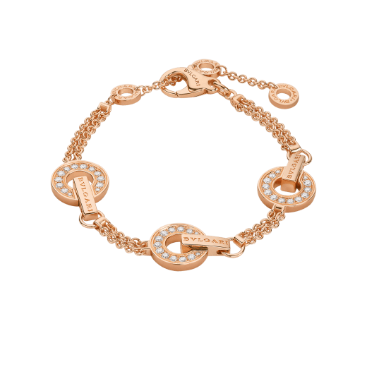 BVLGARI BVLGARI Openwork 18 kt rose gold necklace set with full pavé diamonds on the circular elements BR858775 image 1
