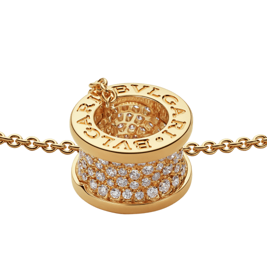 B.zero1 18 kt yellow gold pendant necklace with chain and pavé diamonds set on the spiral 361107 image 3