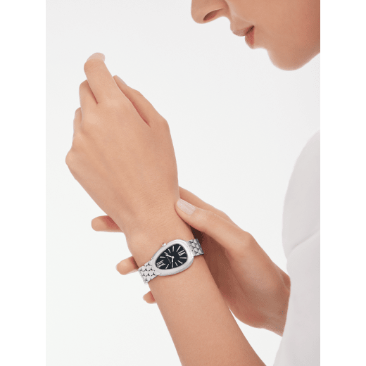 Serpenti Seduttori watch in stainless steel with black lacquered dial. Water-resistant up to 30 metres 103952 image 1