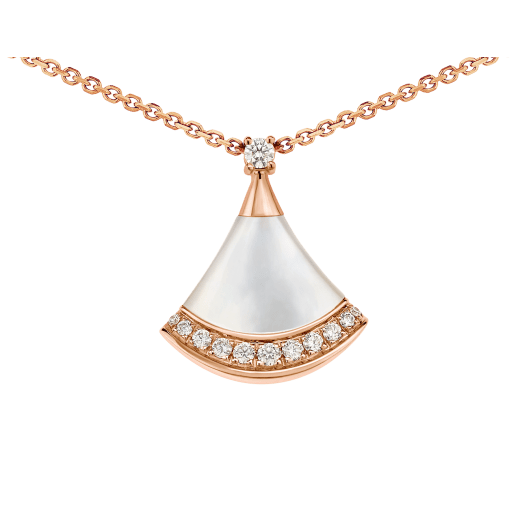 DIVAS’ DREAM Halskette mit Anhänger aus 18 Karat Roségold mit rundem Diamanten im Brillantschliff (0,03 Karat), einem Perlmutt-Element und Diamant-Pavé (0,10 Karat) 358365 image 4