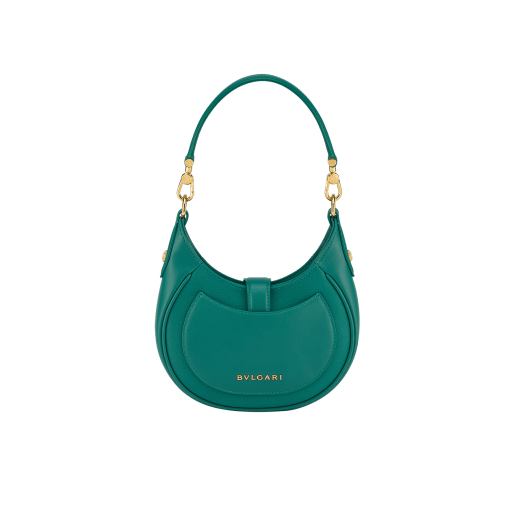 Serpenti Ellipse small crossbody bag in Urban grain and smooth ivory opal calf leather with flamingo quartz pink gros grain lining. Captivating snakehead closure in gold-plated brass embellished with black onyx scales and red enamel eyes. 1204-UCL image 3