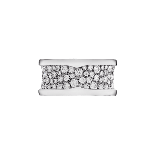 B.zero1 ring in 18 kt white gold, set with pavé diamonds on the spiral. AN855552 image 3