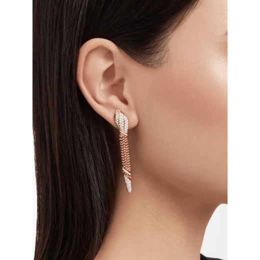Serpenti 耳環，18K 玫瑰金材質，蛇頭和蛇尾飾以密鑲鑽石，蛇眼鑲飾黑色縞瑪瑙。 359387 image 2
