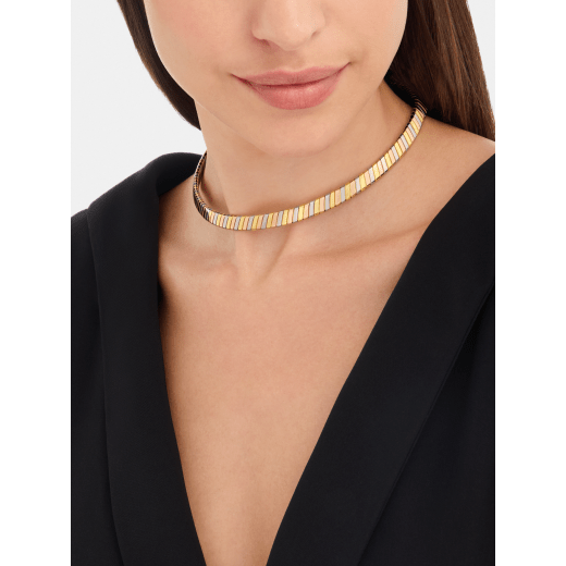 Bvlgari Tubogas 18 kt yellow, white and rose gold necklace CL860075 image 1