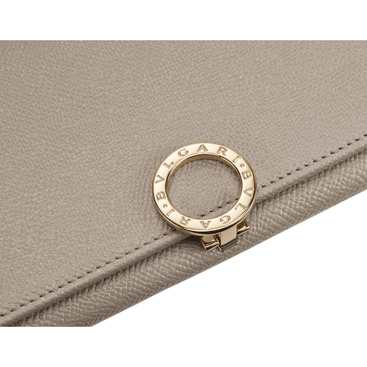 BULGARI BULGARI large wallet in sunbeam citrine yellow bright grain calf leather with coral carnelian orange nappa leather interior. Iconic light gold-plated brass clip with flap closure. 579-WLT-SLI-POC-CLd image 4