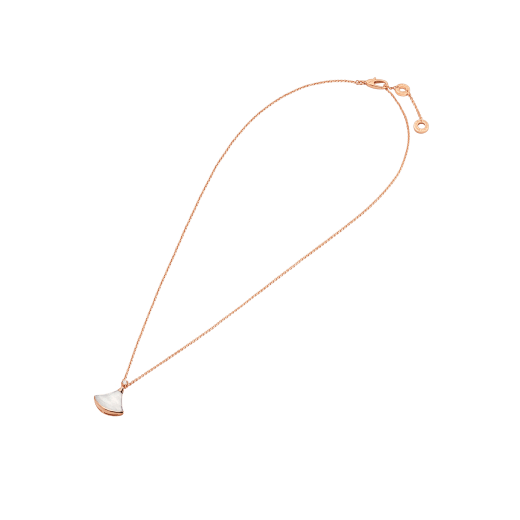 DIVAS' DREAM 18 kt rose gold pendant necklace with chain, set with white mother-of-pearl and one brilliant-cut diamond 350581 image 2